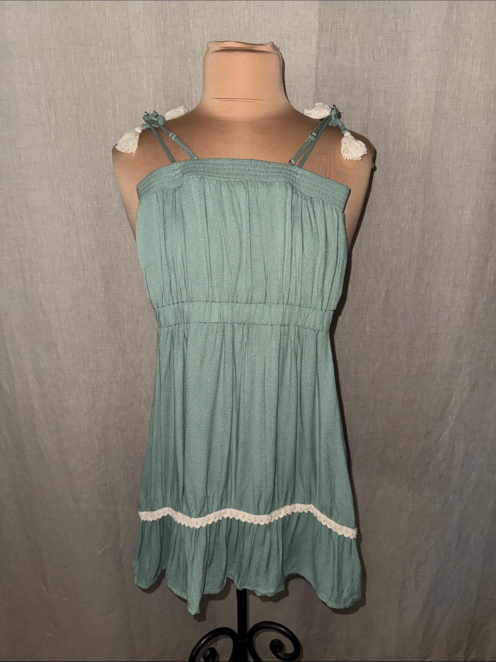 Chelsea & Violet Sage Green Tassel Strap Casual Dress